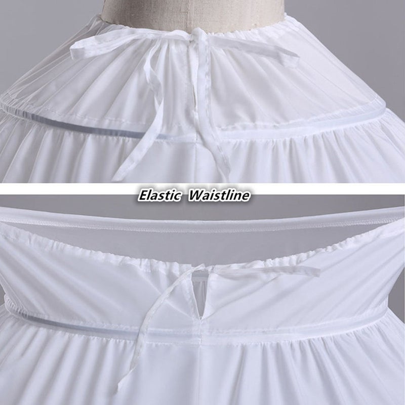 Mojonnie 6-Hoops Hoop Skirt Crinoline Petticoat for Wedding Dress Crinoline Underskirt Ball Gown Petticoat for Women White - Image 3